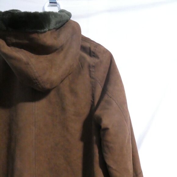 JONES NEW YORK | medium | Long Brown Button-Up Closure Hooded Coat - Picture 11 of 16